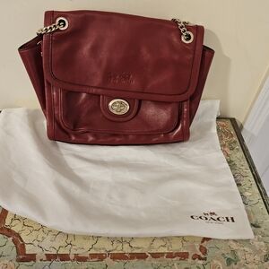 Coach Red Leather Shoulder Bag